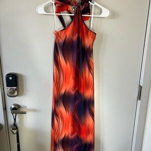 Elegant Multicolor Halter Dress